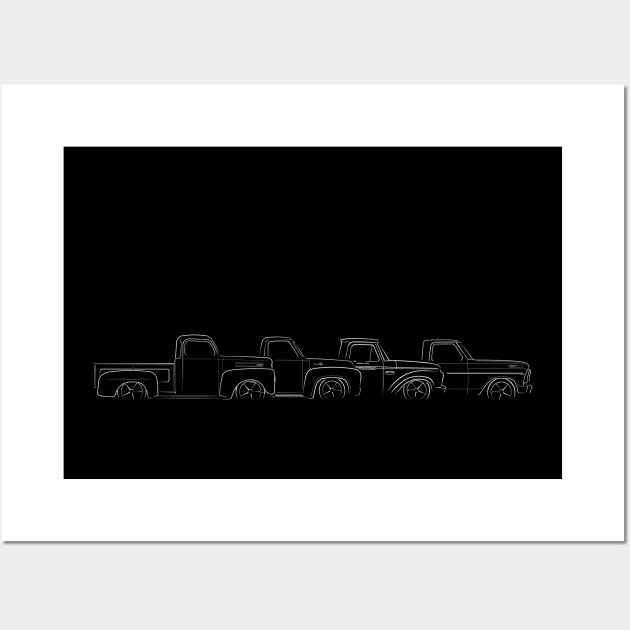 Evolution of the Ford Pickup - profile stencil, white Wall Art by mal_photography